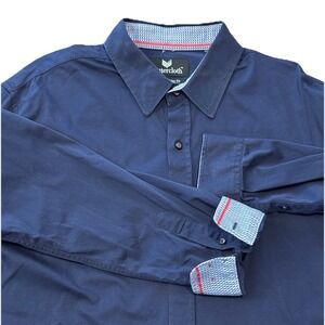 Butter Cloth Regular Fit Mens XL Stretch Blue Button Up Flip Cuff Casual Shirt